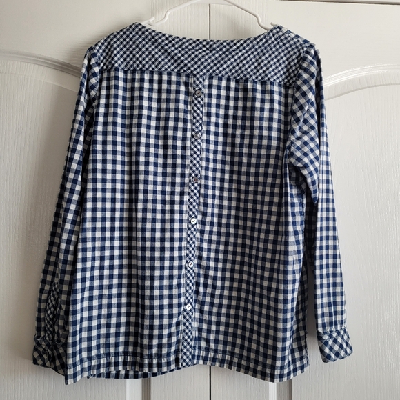 J.Jill Gingham 100 % Cotton blouse top white and blue buttons size M - Picture 2 of 8